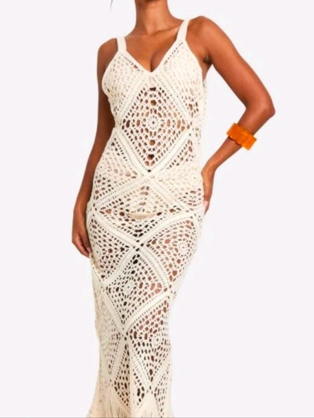 Boohoo-Express Fully Crochet Strappy Beach Maxi Dress